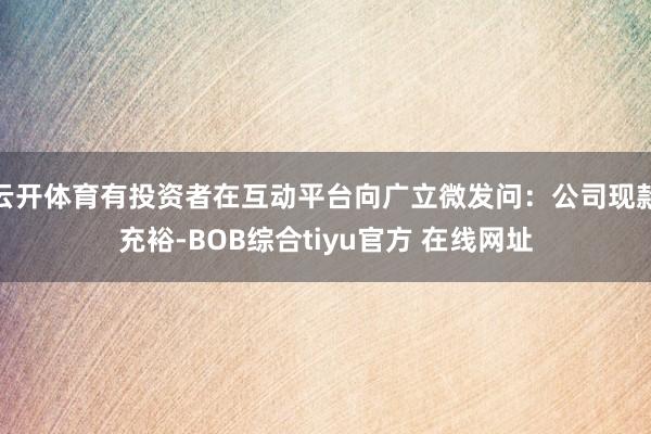 云开体育有投资者在互动平台向广立微发问：公司现款充裕-BOB综合tiyu官方 在线网址