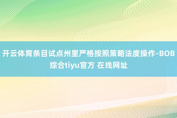 开云体育条目试点州里严格按照策略法度操作-BOB综合tiyu官方 在线网址