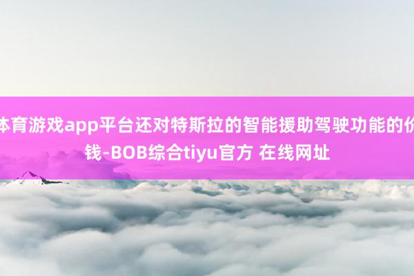 体育游戏app平台还对特斯拉的智能援助驾驶功能的价钱-BOB综合tiyu官方 在线网址