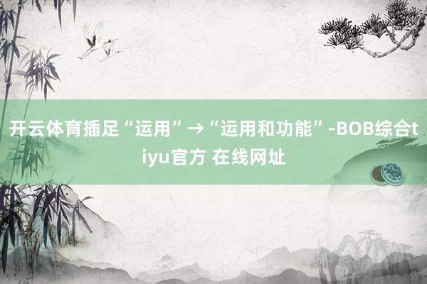 开云体育插足“运用”→“运用和功能”-BOB综合tiyu官方 在线网址